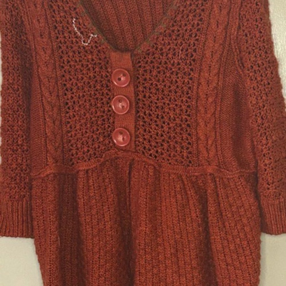 Stylish Dressbarn Burnt Orange Button Sweater - Size 22/24